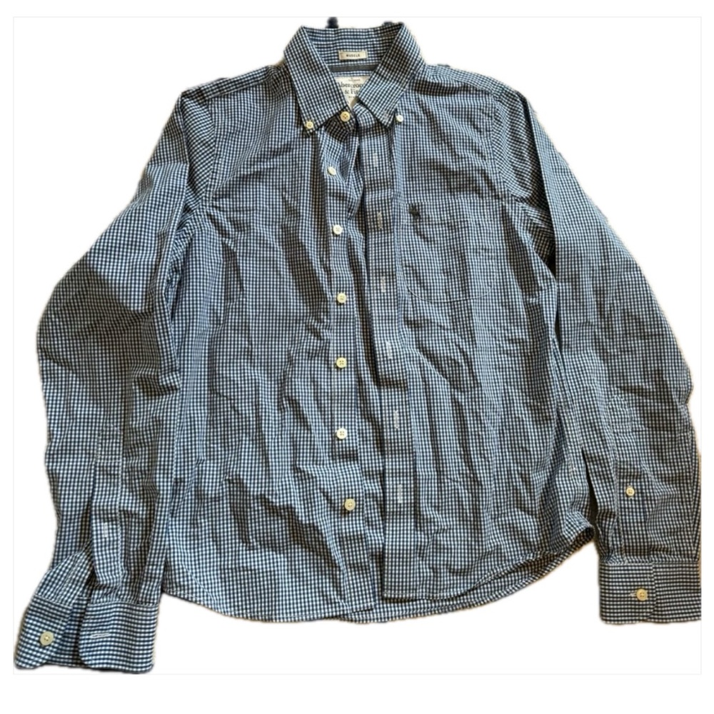 Abercrombie & Fitch Navy & White Muscle Fit Button Down